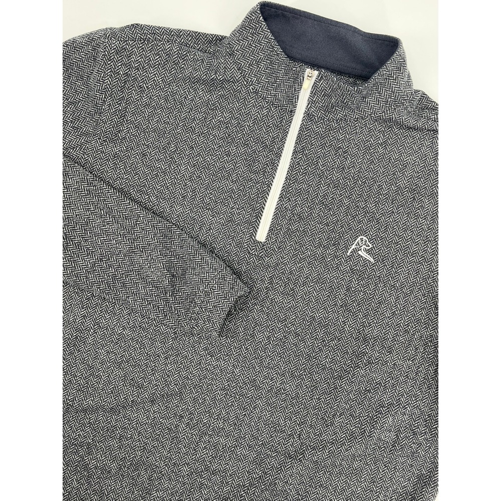 Rhoback Mens Medium Grey Herringbone Quarter Zip Pullover Performance Shirt M
